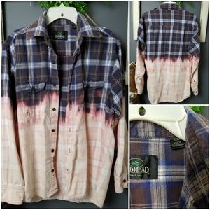 Hand-bleached mens fit flannel